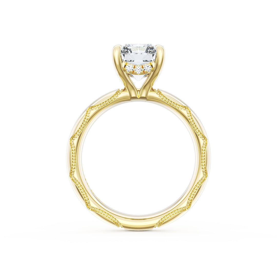 Radiant Solitaire Cigar Band Engagement Ring