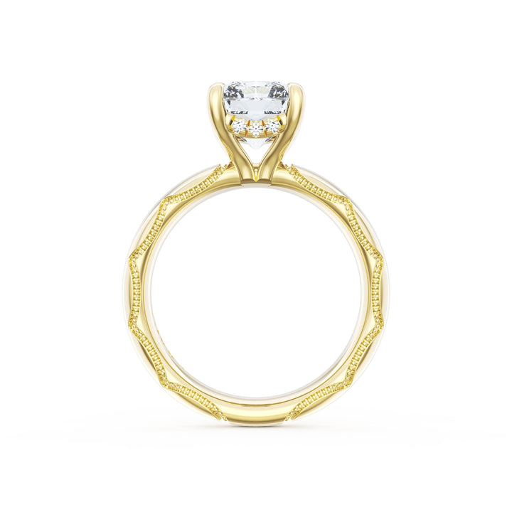 Radiant Solitaire Cigar Band Engagement Ring