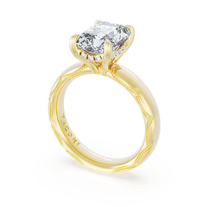 Radiant Solitaire Cigar Band Engagement Ring