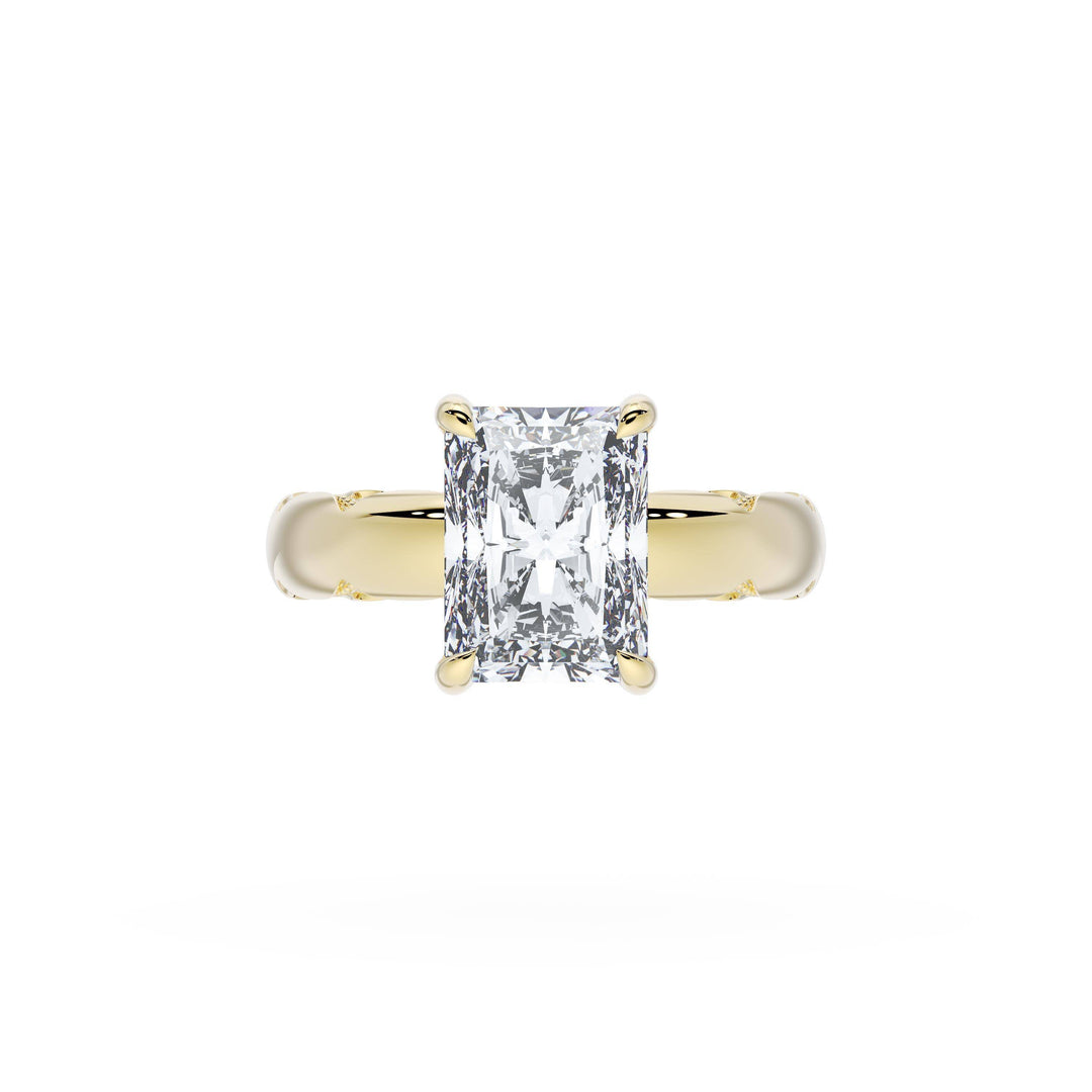 Radiant Solitaire Cigar Band Engagement Ring