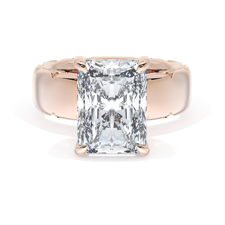 Radiant Solitaire Cigar Band Engagement Ring