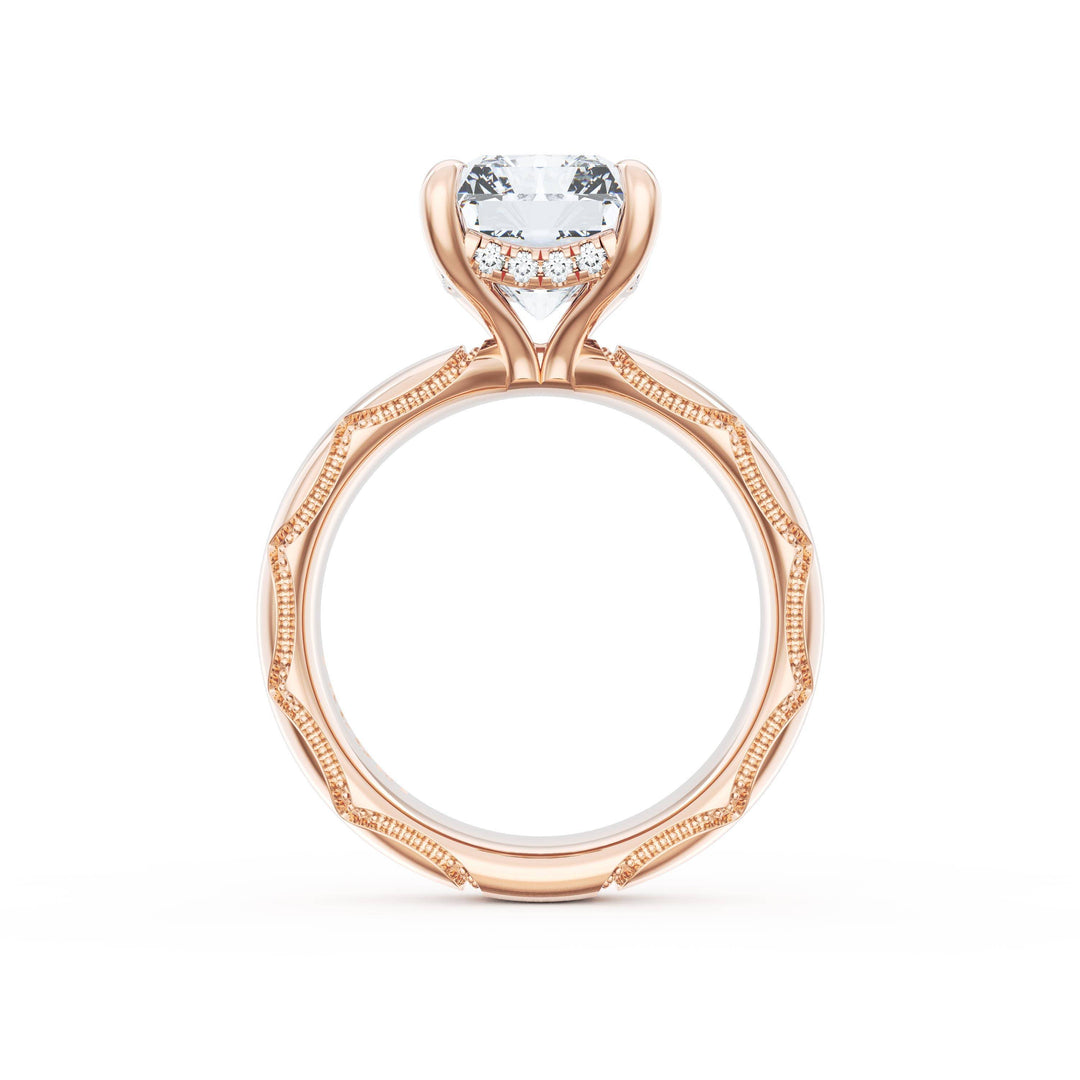 Radiant Solitaire Cigar Band Engagement Ring