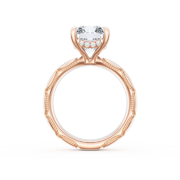 Radiant Solitaire Cigar Band Engagement Ring