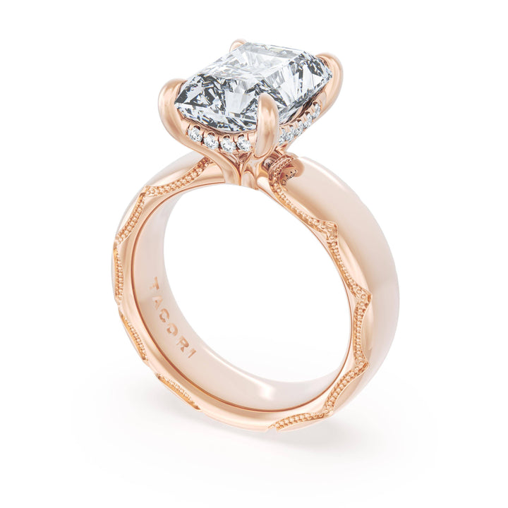 Radiant Solitaire Cigar Band Engagement Ring