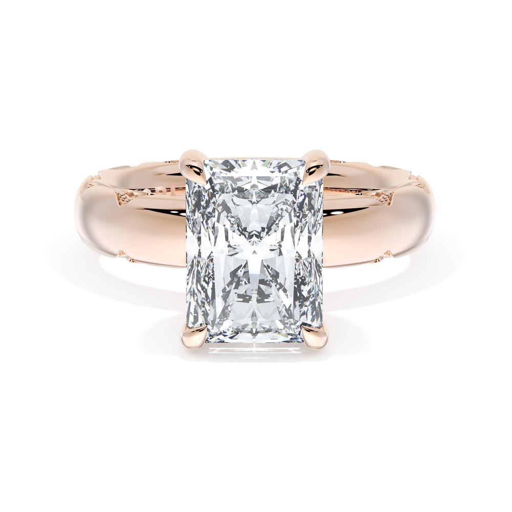Radiant Solitaire Cigar Band Engagement Ring