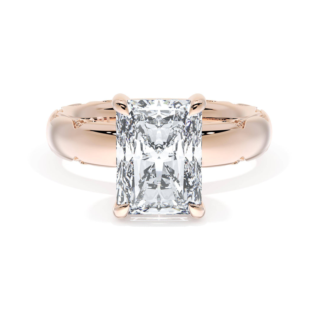 Radiant Solitaire Cigar Band Engagement Ring
