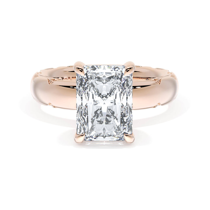 Radiant Solitaire Cigar Band Engagement Ring