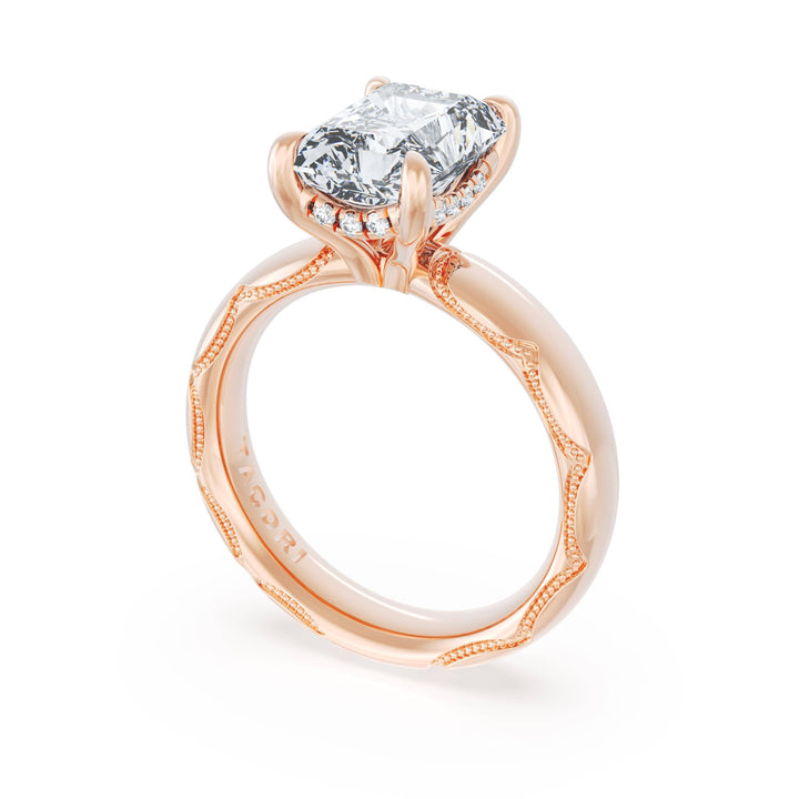 Radiant Solitaire Cigar Band Engagement Ring