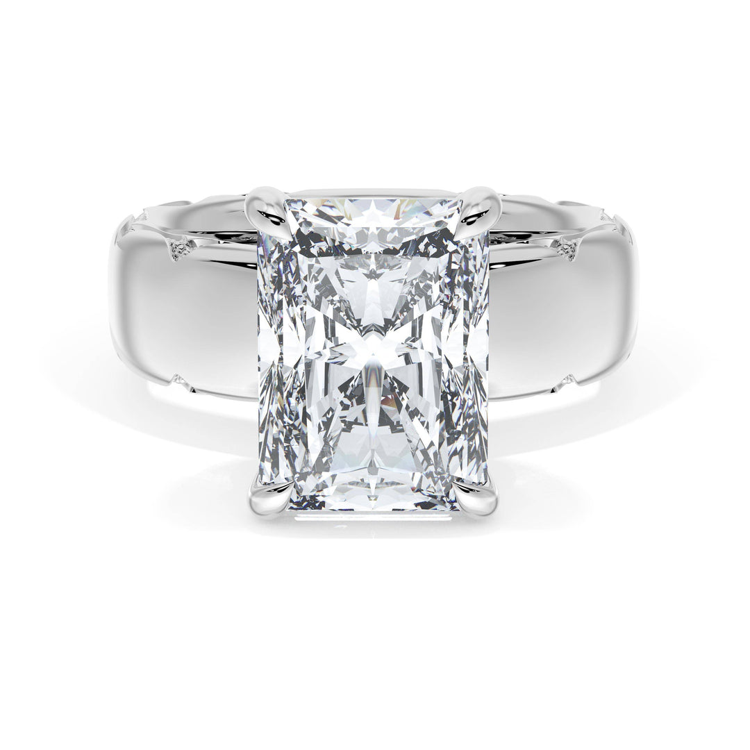 Radiant Solitaire Cigar Band Engagement Ring