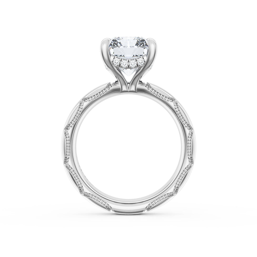 Radiant Solitaire Cigar Band Engagement Ring