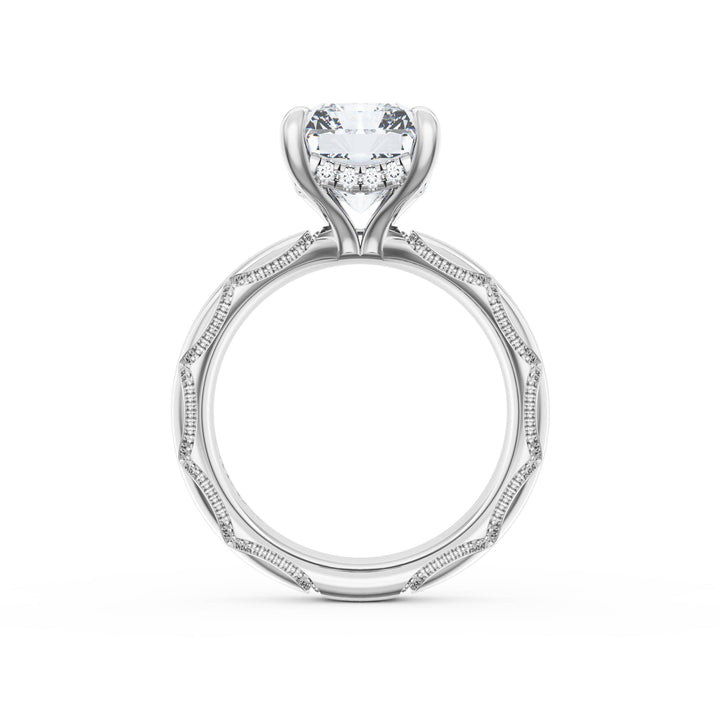 Radiant Solitaire Cigar Band Engagement Ring