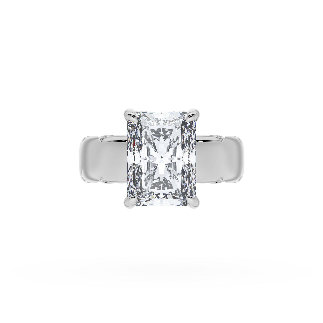 Radiant Solitaire Cigar Band Engagement Ring