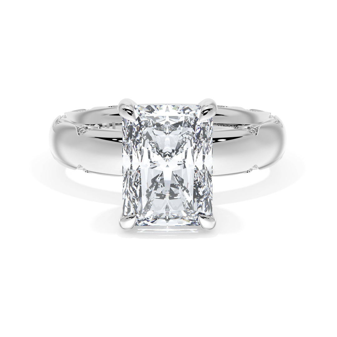 Radiant Solitaire Cigar Band Engagement Ring