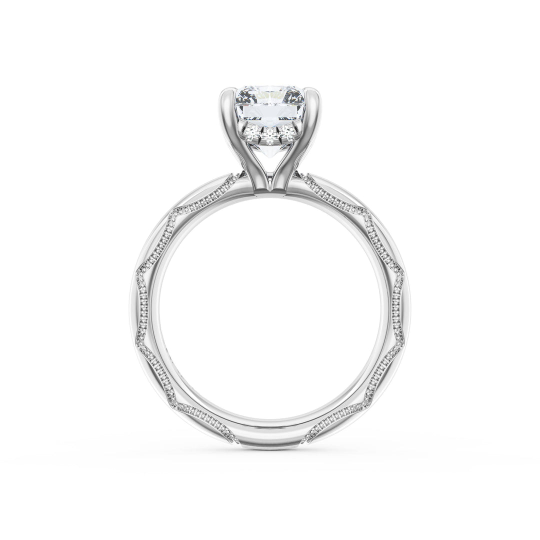 Radiant Solitaire Cigar Band Engagement Ring
