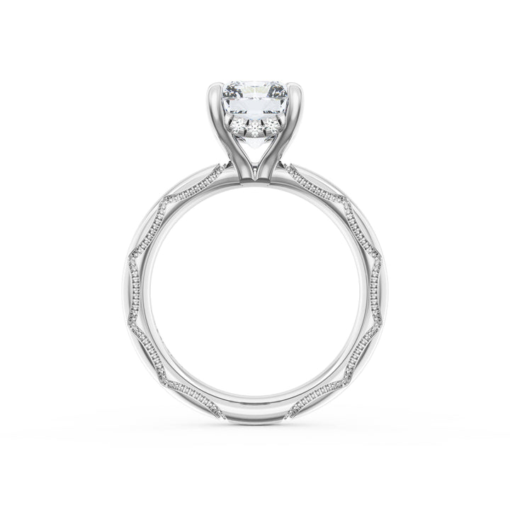 Radiant Solitaire Cigar Band Engagement Ring