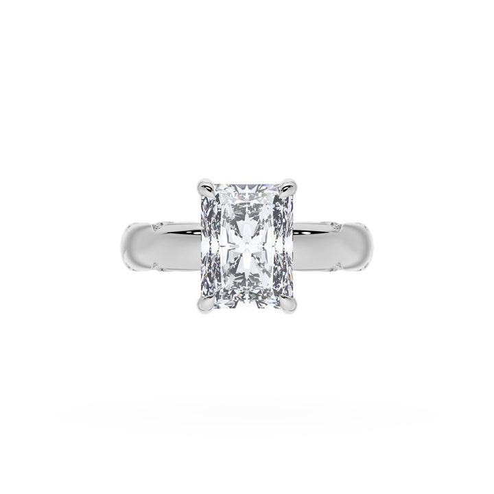 Radiant Solitaire Cigar Band Engagement Ring