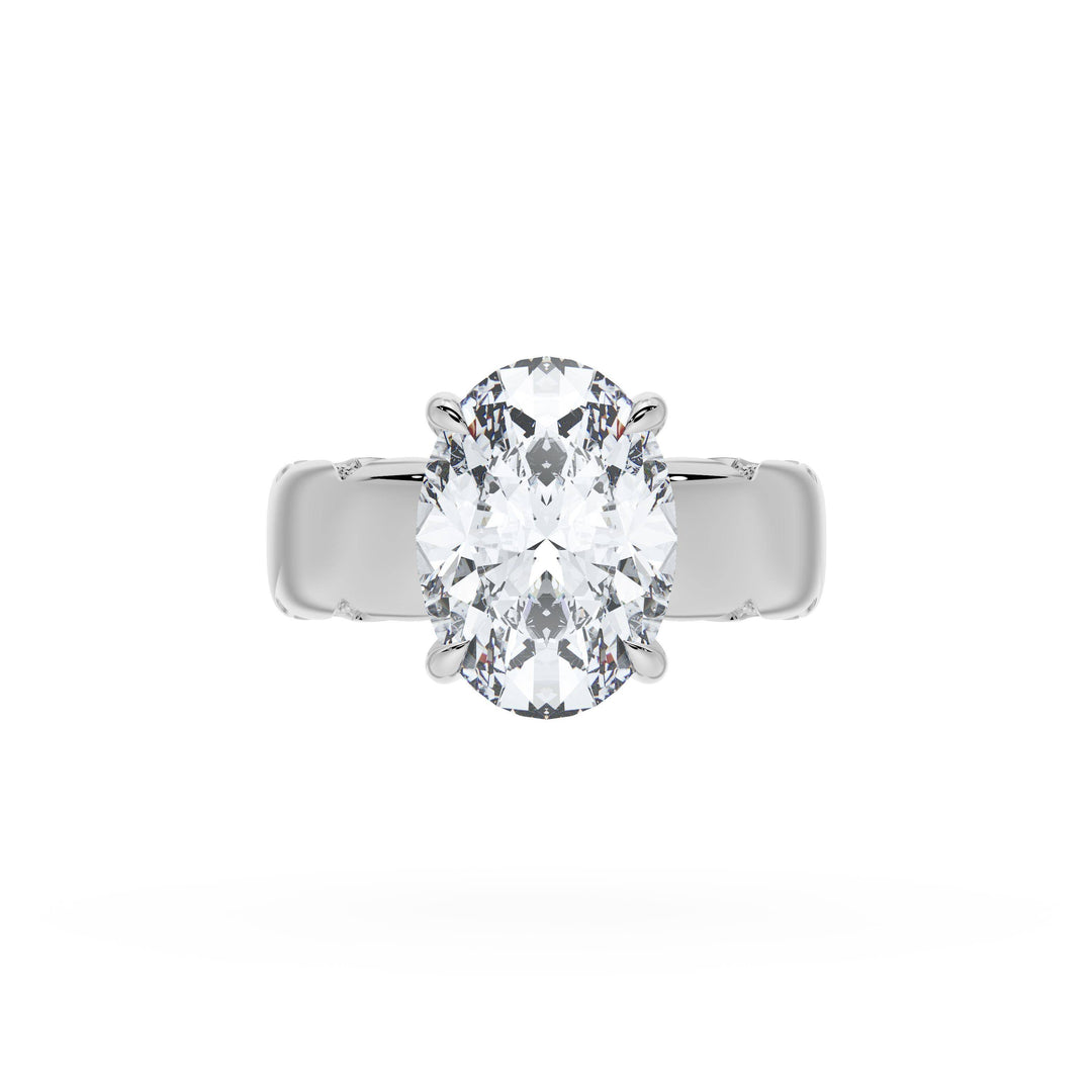 Oval Solitaire Cigar Band Engagement Ring