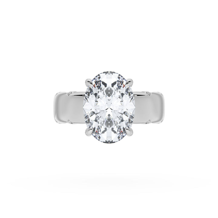 Oval Solitaire Cigar Band Engagement Ring