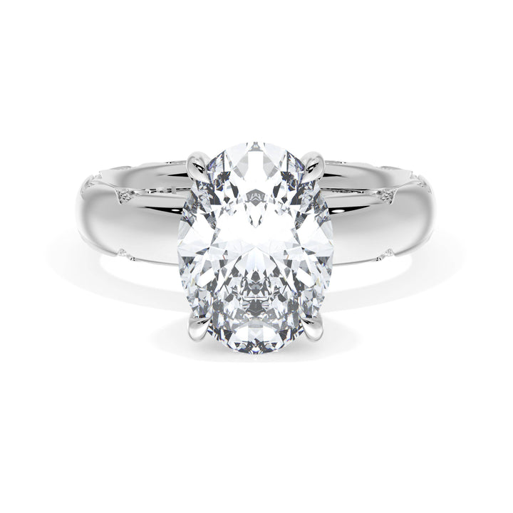 Oval Solitaire Cigar Band Engagement Ring