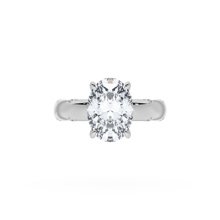 Oval Solitaire Cigar Band Engagement Ring