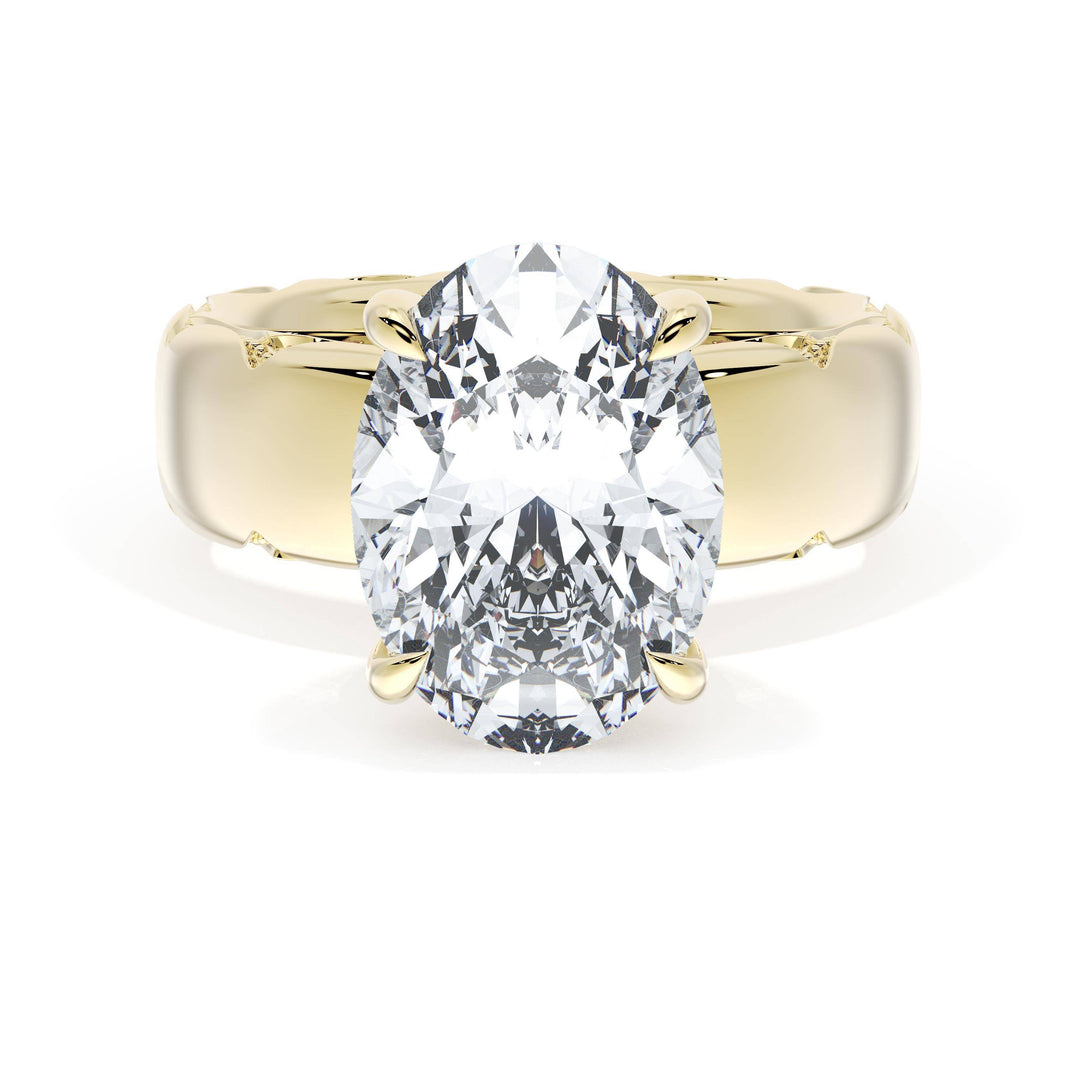 Oval Solitaire Cigar Band Engagement Ring