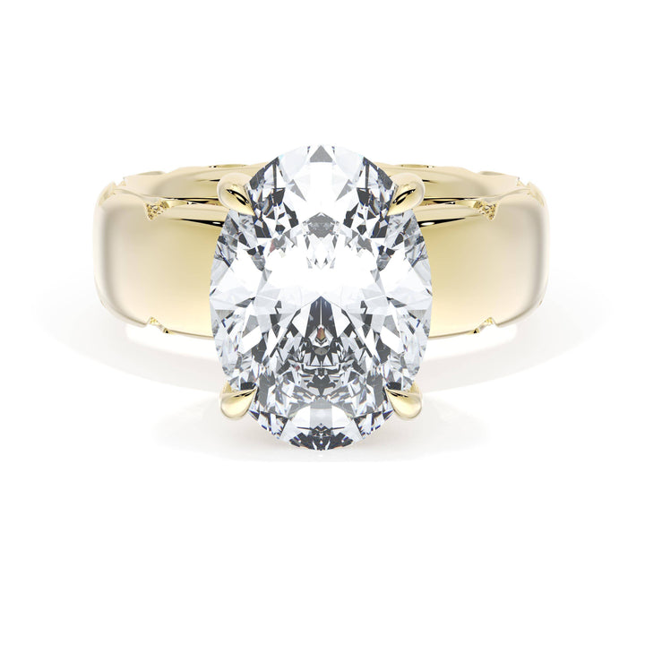 Oval Solitaire Cigar Band Engagement Ring