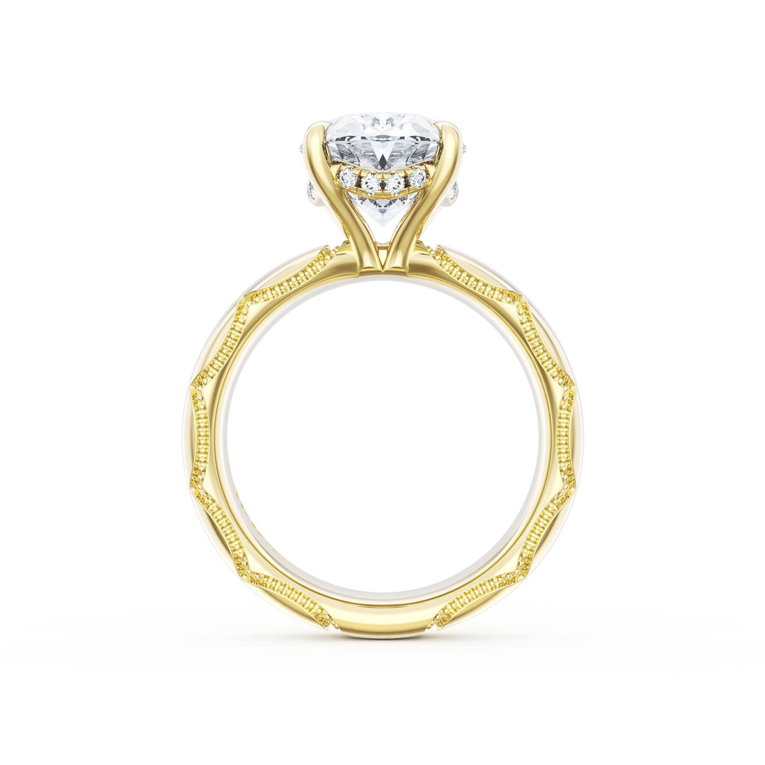 Oval Solitaire Cigar Band Engagement Ring