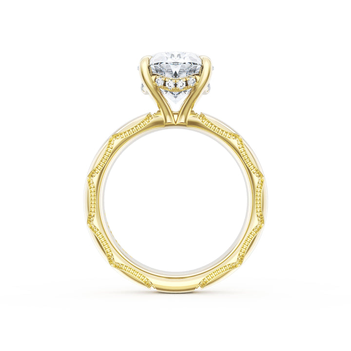 Oval Solitaire Cigar Band Engagement Ring