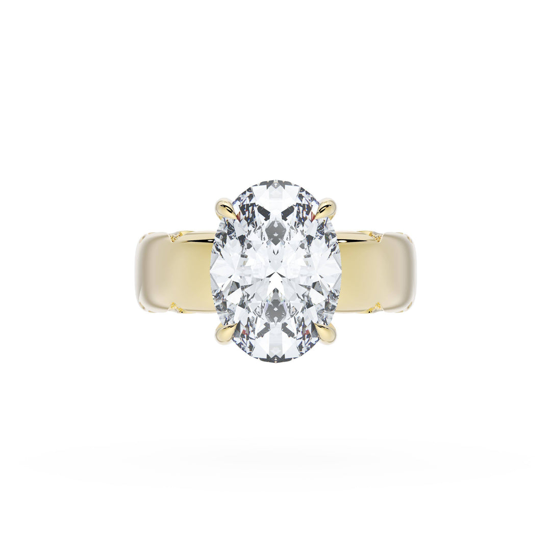 Oval Solitaire Cigar Band Engagement Ring