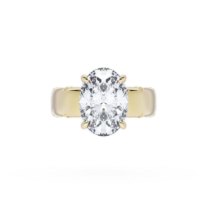 Oval Solitaire Cigar Band Engagement Ring