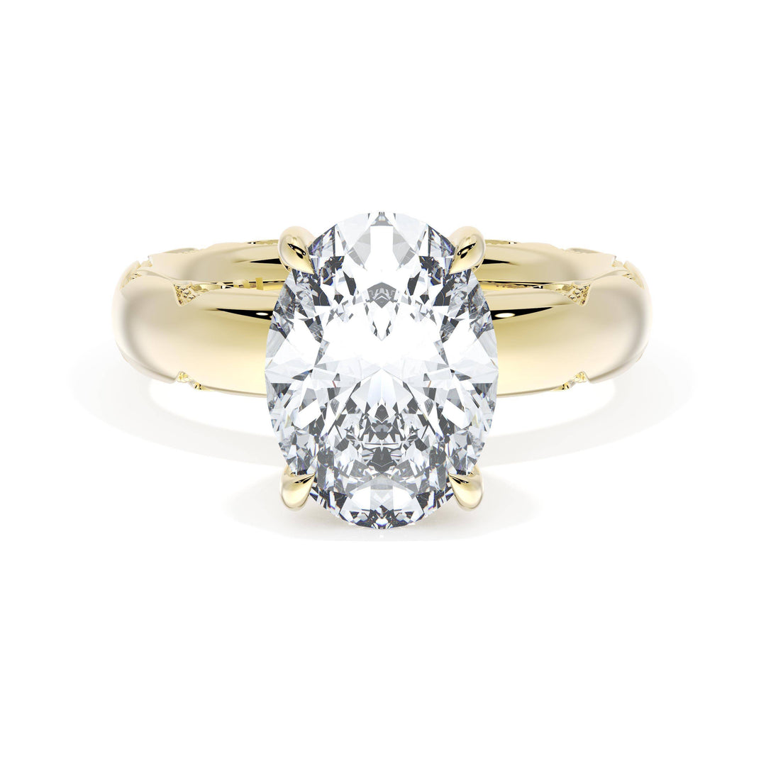 Oval Solitaire Cigar Band Engagement Ring
