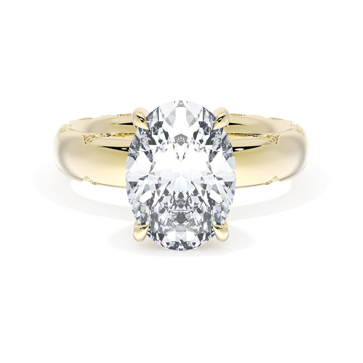 Oval Solitaire Cigar Band Engagement Ring