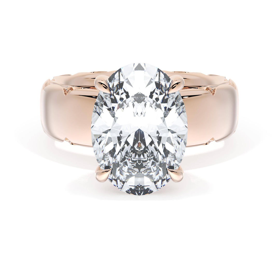 Oval Solitaire Cigar Band Engagement Ring