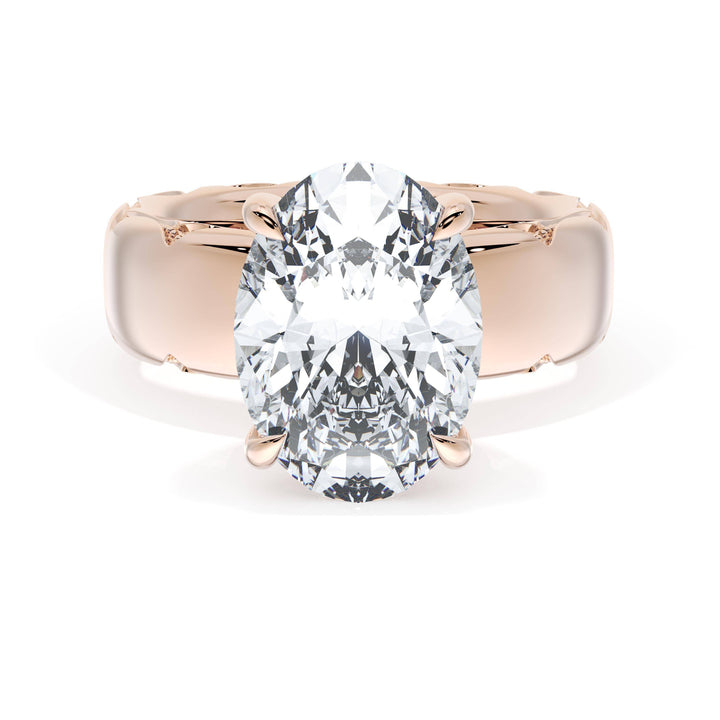 Oval Solitaire Cigar Band Engagement Ring