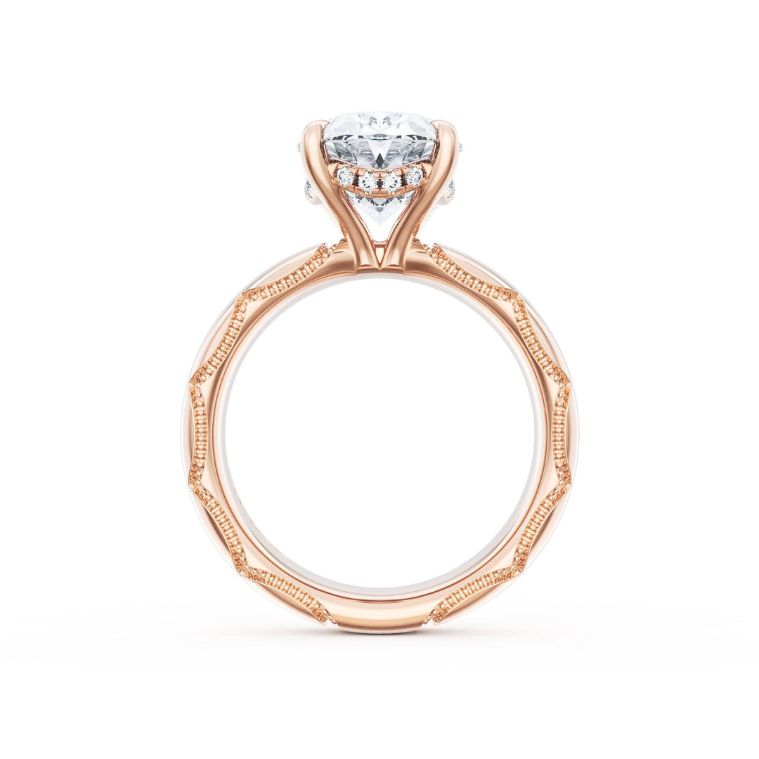 Oval Solitaire Cigar Band Engagement Ring