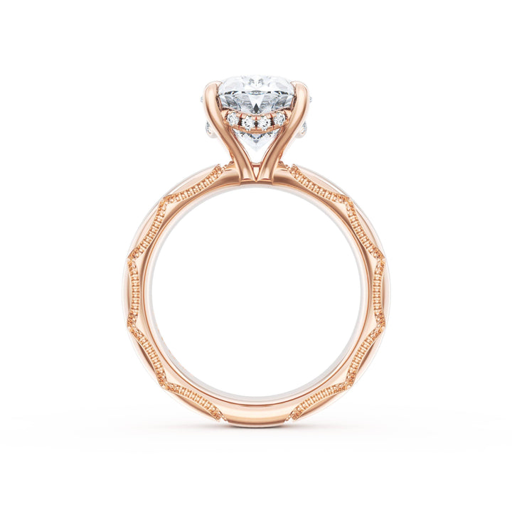 Oval Solitaire Cigar Band Engagement Ring