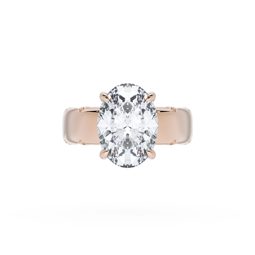 Oval Solitaire Cigar Band Engagement Ring