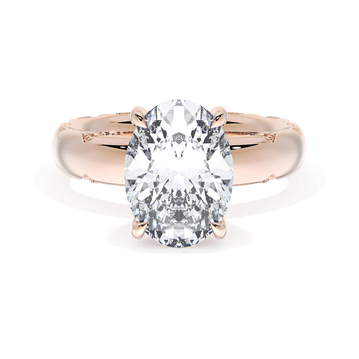 Oval Solitaire Cigar Band Engagement Ring