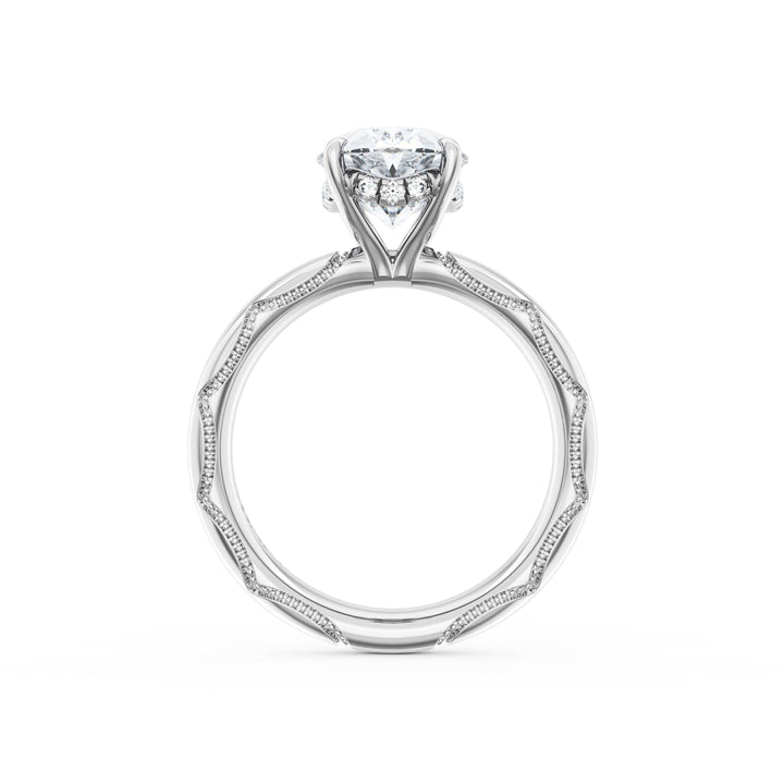 Oval Solitaire Cigar Band Engagement Ring