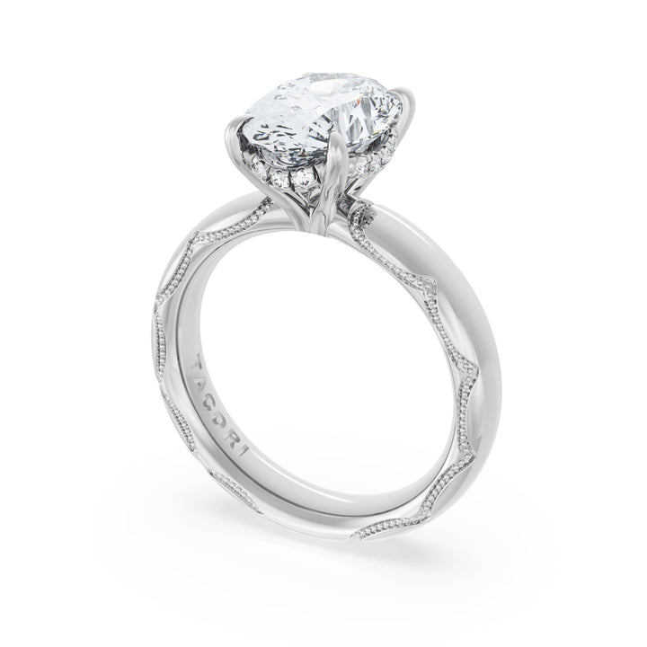 Oval Solitaire Cigar Band Engagement Ring