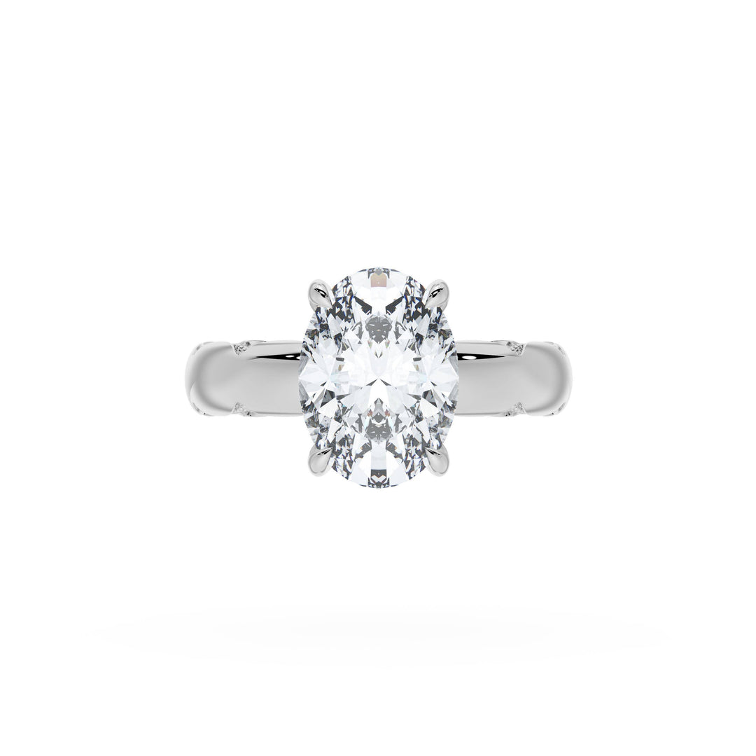 Oval Solitaire Cigar Band Engagement Ring