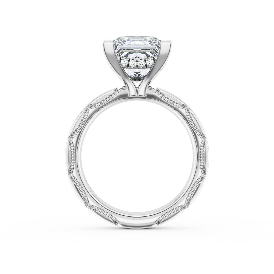 Princess Solitaire Cigar Band Engagement Ring