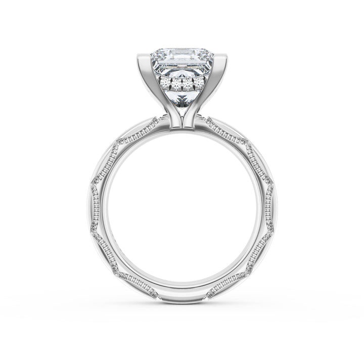 Princess Solitaire Cigar Band Engagement Ring