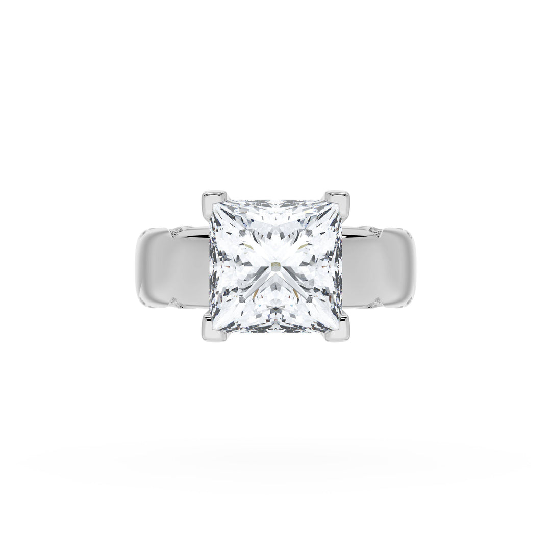 Princess Solitaire Cigar Band Engagement Ring
