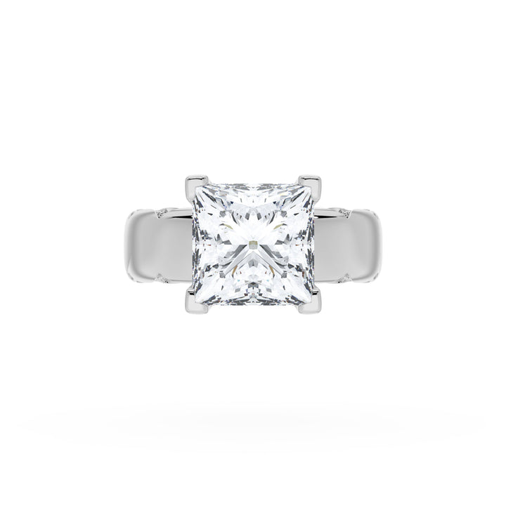 Princess Solitaire Cigar Band Engagement Ring
