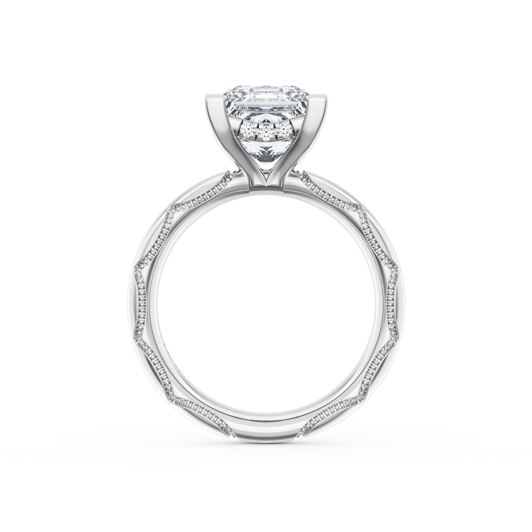 Princess Solitaire Cigar Band Engagement Ring