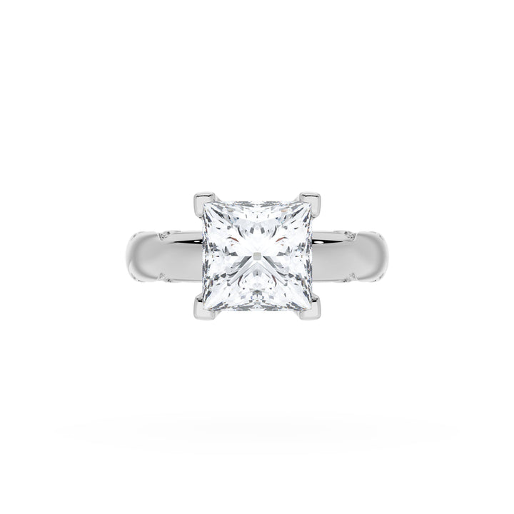 Princess Solitaire Cigar Band Engagement Ring