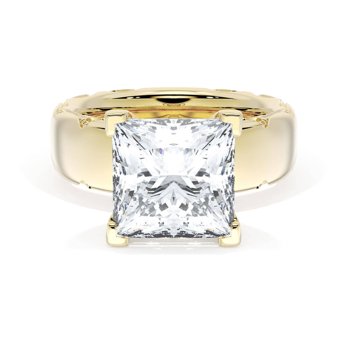 Princess Solitaire Cigar Band Engagement Ring