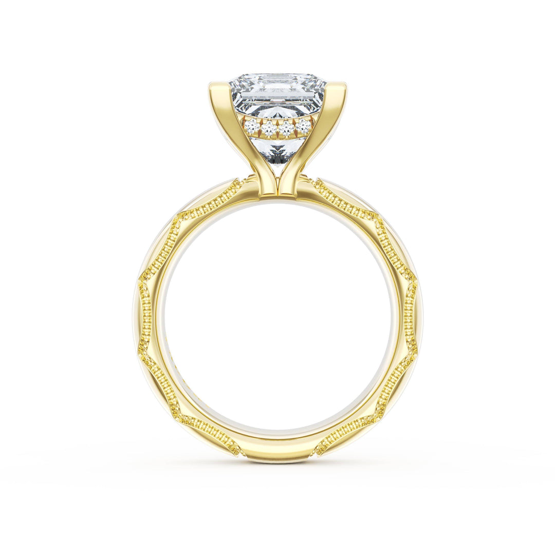 Princess Solitaire Cigar Band Engagement Ring