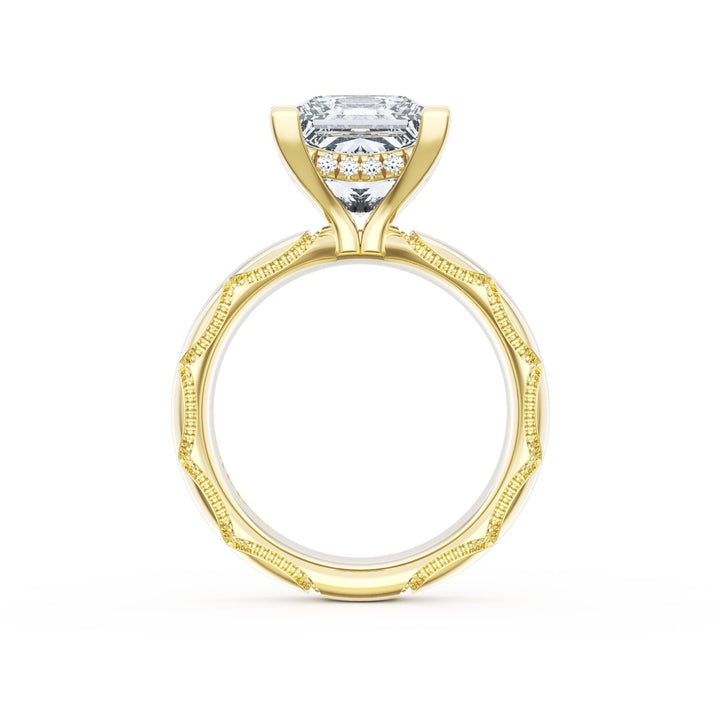 Princess Solitaire Cigar Band Engagement Ring